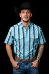 The Tristan Short Sleeve Pearl Snap Shirt in Blue (FINAL SALE)