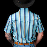 The Tristan Short Sleeve Pearl Snap Shirt in Blue