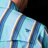 The Tristan Short Sleeve Pearl Snap Shirt in Blue