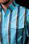 The Tristan Short Sleeve Pearl Snap Shirt in Blue (FINAL SALE)