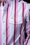 The Tristan Long Sleeve Pearl Snap Shirt in Pink