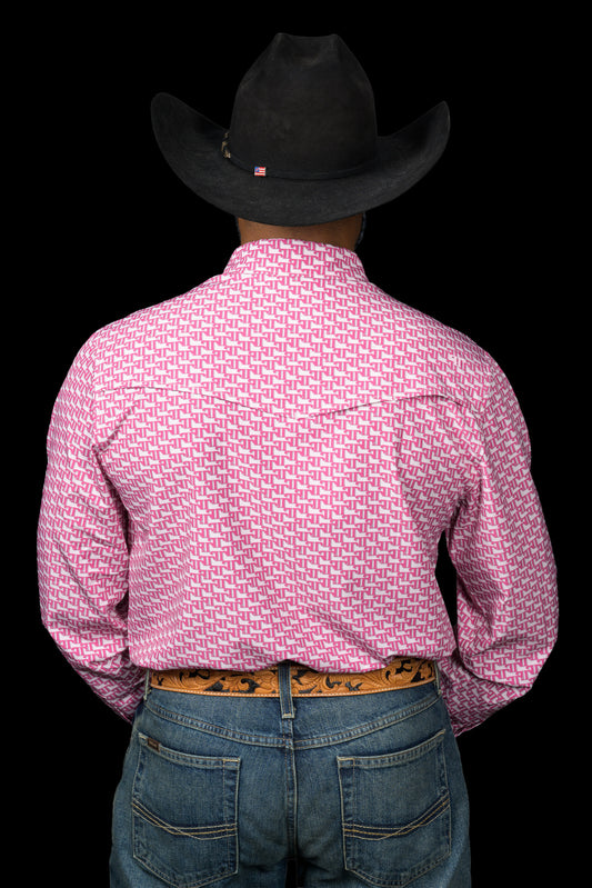 The Clark Long Sleeve Pearl Snap Shirt in Pink