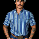 The James in Blue - Short Sleeve Pearl Snap Shirt (FINAL SALE)