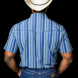 The James in Blue - Short Sleeve Pearl Snap Shirt (FINAL SALE)