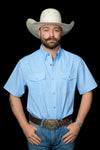 The Carson in Light Blue - Short Sleeve Pearl Snap Shirt (FINAL SALE)