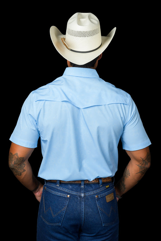 The Carson in Light Blue - Short Sleeve Pearl Snap Shirt (FINAL SALE)