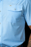 The Carson in Light Blue - Short Sleeve Pearl Snap Shirt (FINAL SALE)