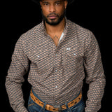 The Clark Long Sleeve Pearl Snap Shirt in Brown