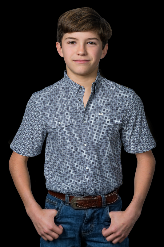 Kid's Colton in Blue Short Sleeve Pearl Snap (FINAL SALE)