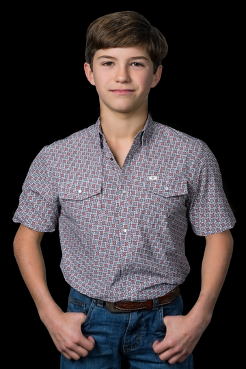 Kid's Colton in Red Short Sleeve Pearl Snap (FINAL SALE)